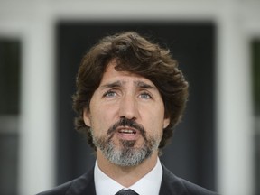 Prime Minister Justin Trudeau holds a news conference at Rideau Cottage during the COVID-19 pandemic in Ottawa on Tuesday, June 9, 2020.