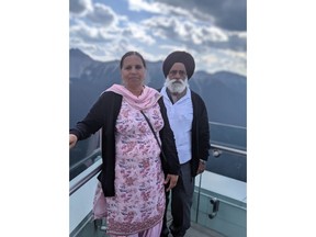 Family members say a Calgary couple stranded in India because of the COVID-19 pandemic were killed last week. Kirpal Minhas, 67, and his wife Davinder, 65, are seen in an undated handout photo. Loved ones say the permanent residents were trying to get another flight to Canada when they were attacked in their home in the Punjab region on Friday evening.