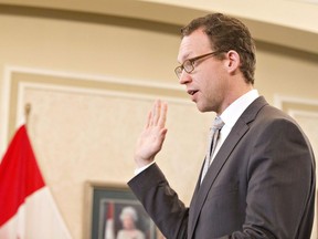 NDP environment critic Marlin Schmidt says the United Conservative government should hold off on making any changes to remove dozens of parks and recreation sites from the provincial system until virtual public hearings are complete. Then-Minister of Advanced Education Marlin Schmidt is seen during his cabinet swearing-in in Edmonton, Monday, Feb. 2, 2016.