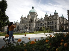 In a building where face-to-face debates between political opponents are normal activities, the British Columbia legislature will be a much different place when it returns Monday for a summer sitting. The B.C. Legislature in Victoria, B.C. is shown on Wednesday, June 10, 2020.