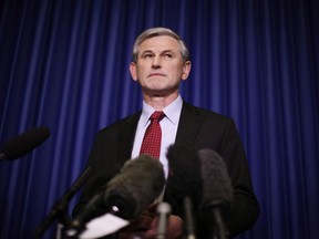 B.C. Liberal Leader Andrew Wilkinson said just because his party backs the provincial health officer's pandemic restrictions doesn't mean the Opposition will co-operate with the NDP when the legislature resumes sitting on June 22. Wilkinson answers questions from the media following the speech from the throne in the legislative assembly in Victoria, Tuesday, February 13, 2018.