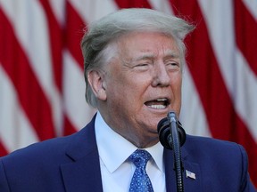 U.S. President Donald Trump delivers a statement on the ongoing protests over racial inequality in the wake of the death of George Floyd while in Minneapolis police custody, in the Rose Garden at the White House in Washington, D.C., on June 1.