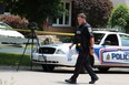 A London police officer is part of a heavy police presence on Pochard Lane Sunday, June 21, 2020, following the fatal shooting of Bill Horace, 44, of Toronto. DALE CARRUTHERS / THE LONDON FREE PRESS