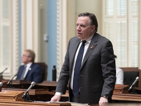 Quebec Premier Francois Legault responds to the Opposition during question period Wednesday, June 3, 2020 at the legislature in Quebec City.