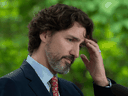 Prime Minister Justin Trudeau during a news conference outside Rideau Cottage in Ottawa, May 29, 2020. 