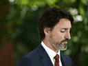 Prime Minister Justin Trudeau holds a news conference outside his residence at Rideau Cottage in Ottawa, on June 18, 2020.
