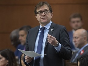 Environment and Climate Change Minister Jonathan Wilkinson responds to a question during Question Period in the House of Commons Tuesday March 10, 2020 in Ottawa. Wilkinson says he intends to scale back the government's planned Clean Fuel Standard in the short term to give the fossil fuel industry a bit more time to recover from the pandemic-induced economic collapse.THE CANADIAN PRESS/Adrian Wyld