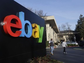 This Jan. 14, 2015, file photo shows an exterior view of eBay headquarters in San Jose, Calif. The managing director of Ebay Canada says an arcane rule in the new North American free trade agreement means people who shop online from the U.S. or Mexico will pay two different tax rates depending on who delivers their packages.