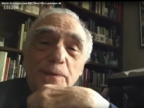 Martin Scorsese's self-shot video includes a peek at his bookshelves.