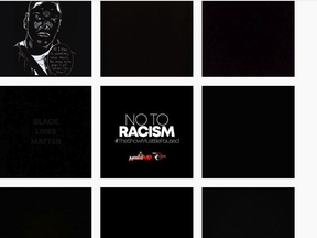 A screenshot depicting the #BlackLivesMatter hashtag on Instagram.