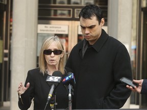 Christine Hermeston, mother of Tess Richey, speaks to media outside the 361 University courthouse about the first-degree murder life sentence imposed upon Kalen Schlatter, her daughter's killer, in March. Hermeston and Richey's sisters are suing Schlatter, Toronto police involved in the investigation who failed to find Richey, and others. Jack Boland/Postmedia Network