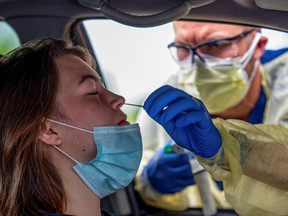 Ella Speer is tested for the coronavirus disease during its outbreak, in Austin, Texas, U.S., June 28, 2020.