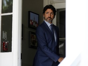 Prime Minister Justin Trudeau arrives for a news conference at his residence at Rideau Cottage, in Ottawa on June 22, 2020.