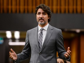 Prime Minister Justin Trudeau talks during question period in the House of Commons on Parliament Hill in Ottawa on Tuesday, July 21, 2020.