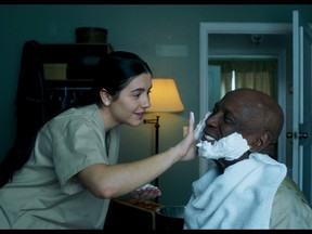 Shave and a haircut: Ana Golja and Louis Gossett Jr. in The Cuban.