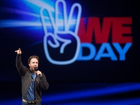 WE cofounder Craig Kielburger speaks at a We Day event in Kitchener, Ont., on Feb.17, 2011.