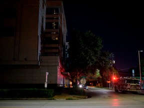 A firetruck sits outside of the Chinese consulate on  July 22, 2020, in Houston after the US State Department ordered China to close the consulate.