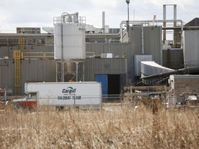 Cargill beef plant is shown in High River Alta., on Thursday, April 23, 2020. A class action lawsuit has been filed against Cargill claiming the meat packing facility failed to take reasonable precautions to protect its workers after the COVID-19 pandemic.