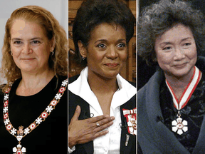 Three of our recent governors general: Julie Payette, Michaëlle Jean and Adrienne Clarkson.