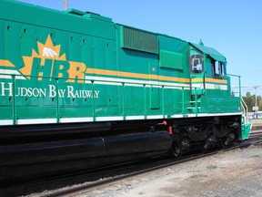 A Hudson Bay Railway locomotive is seen in 2012.