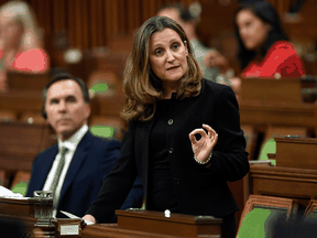 Deputy Prime Minister Chrystia Freeland speaks during question period in the House of Commons, Monday July 20, 2020.