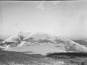 A photo of the Rocky Mountains is shown in the year 1913 in this handout photo. An astonishing trove of century-old photographs of the Rocky Mountains shows those rugged symbols of permanence and endurance are just as mutable as anything else. "Almost all the mountains that we were looking at are changing quite significantly," said Andrew Trant, a University of Waterloo professor whose paper has just been published in the journal Nature. "There has been a huge amount of change." Trant's work is one of the first large-scale papers to come from the Mountain Legacy Project, a decades-long effort to build on the work of Canada's early surveyors and geographers.