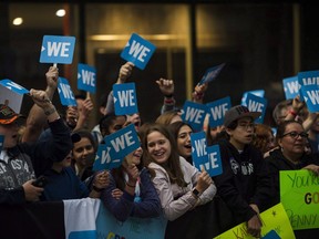 A crowd gathers for a We Day event in Toronto, on Thursday, Sept. 20, 2018.