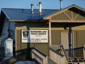The Nishnawbe Aski Nation Police Service detachment is seen in Fort Severn, Ontario's most northerly community, on Friday, April 27, 2018. In its 26 years of existence, officers with Canada's largest Indigenous police force have never shot and killed anyone and no officer has died in the line of duty, despite a grinding lack of resources and an absence of normal accountability mechanisms.