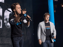 Craig Kielburger, left, and his brother Marc in 2018.