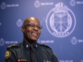 Retiring Toronto Police Chief Mark Saunders is shown during an interview with The Canadian Press in Toronto on Monday, July 27, 2020.