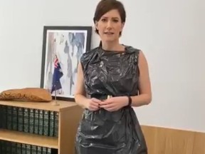 ustralian MP Nicolle Flint donned a garbage bag in a video widely shared on Twitter after a Sunday Mail columnist took aim at her work outfits.