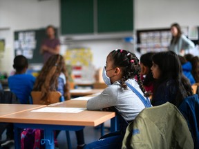 A classroom at the Petri primary school in Dortmund, western Germany, on June 15, 2020.