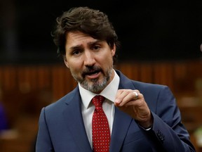 Canada's Prime Minister Justin Trudeau speaks during a sitting of the special committee on the coronavirus disease (COVID-19) outbreak at the House of Commons on Parliament Hill in Ottawa, Ontario, Canada June 18, 2020.