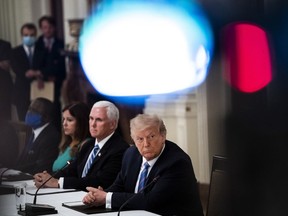 President Trump participates in a roundtable discussion at the White House about reopening the nation's schools.