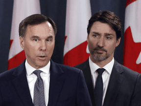 Former finance minister Bill Morneau and Prime Minister Justin Trudeau.