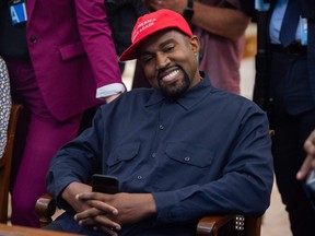 in this file photo rapper Kanye West speaks during his meeting with US President Donald Trump in the Oval Office of the White House in Washington, DC, on October 11, 2018.