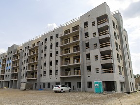 An affordable housing project is seen under construction in Brantford, Ont., in July.