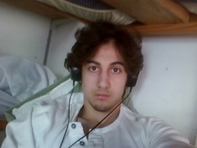 Boston bomber Dzhokhar Tsarnaev is pictured in this file handout photo presented as evidence by the U.S. Attorney's Office in Boston, Massachusetts on March 23, 2015.