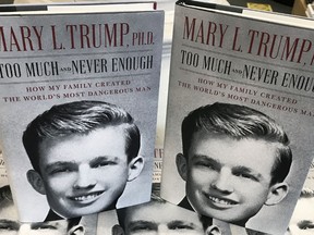 The book "Too Much and Never Enough" by Mary Trump is pictured in a bookstore in the Manhattan borough of New York City, New York, U.S., July 14, 2020.