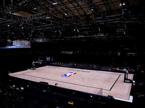 An empty arena is seen as all NBA playoff games were postponed today during the 2020 NBA Playoffs at The Field House at ESPN Wide World Of Sports Complex on August 27, 2020 in Lake Buena Vista, Florida.