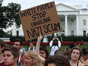 Protesters gather in front of the White House in Washington, D.C., in 2017.