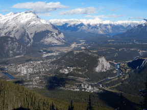 The view of Banff from Sulphur Mountain.