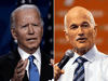 Democratic presidential nominee Joe Biden during his nomination speech on Thursday, and former NDP leader Jack Layton in October 2010.