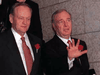 Prime Minister Jean Chretien and Finance Minister Paul Martin walk to the House of Commons to present the federal budget, February 28, 2000.