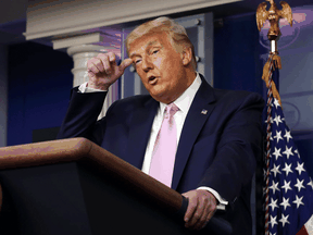 U.S. President Donald Trump holds a news conference at the White House, August 19, 2020.