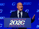 Conservative Party of Canada Leader Erin O'Toole speaks after he won the 2020 leadership race, in Ottawa, August 24, 2020. 