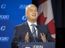 Conservative Party of Canada leadership candidate Erin O'Toole speaks during the English debate in Toronto on Thursday, June 18, 2020.