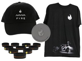 A new auction includes 126 items ranging from Fyre Festival hats, sweatpants and long-sleeved t-shirts to tokens and wristbands.