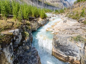 Police say a 34-year-old woman lost her footing and fell into the river on Sunday in Kootenay National Park, B.C.