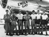 The U.S. crew of the B-29 “Enola Gay” plane, including pilot Paul W. TIbbets, centre, which dropped an atomic bomb on Hiroshima, Japan on August 6, 1945.